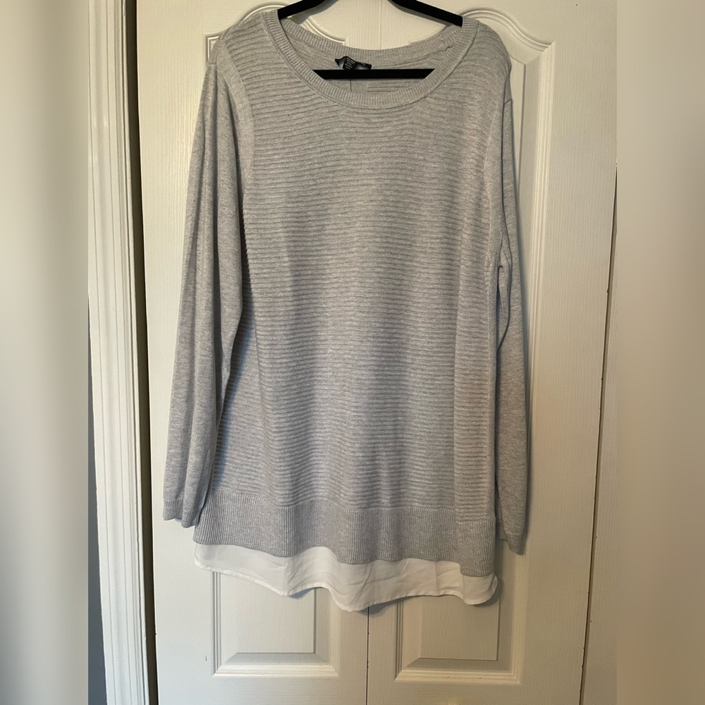 Gray sweater with white under layer